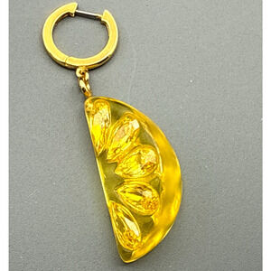 Kate Spade SINGLE Earring Tutti Frutti Yellow Crystal Lemon Gold Plated Huggie